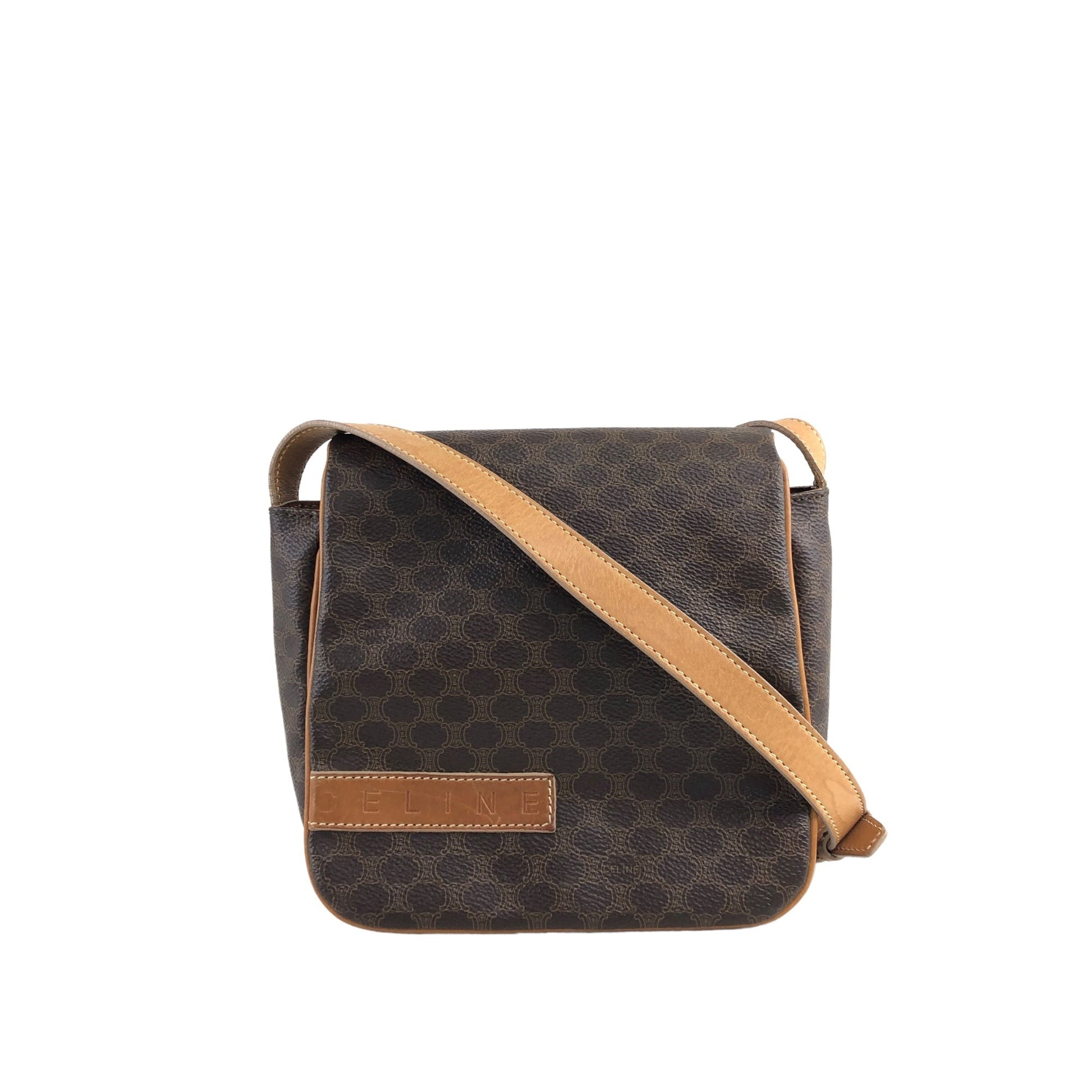 CELINE Macadam Logo Flap Shoulder bag Brown y7pwvg