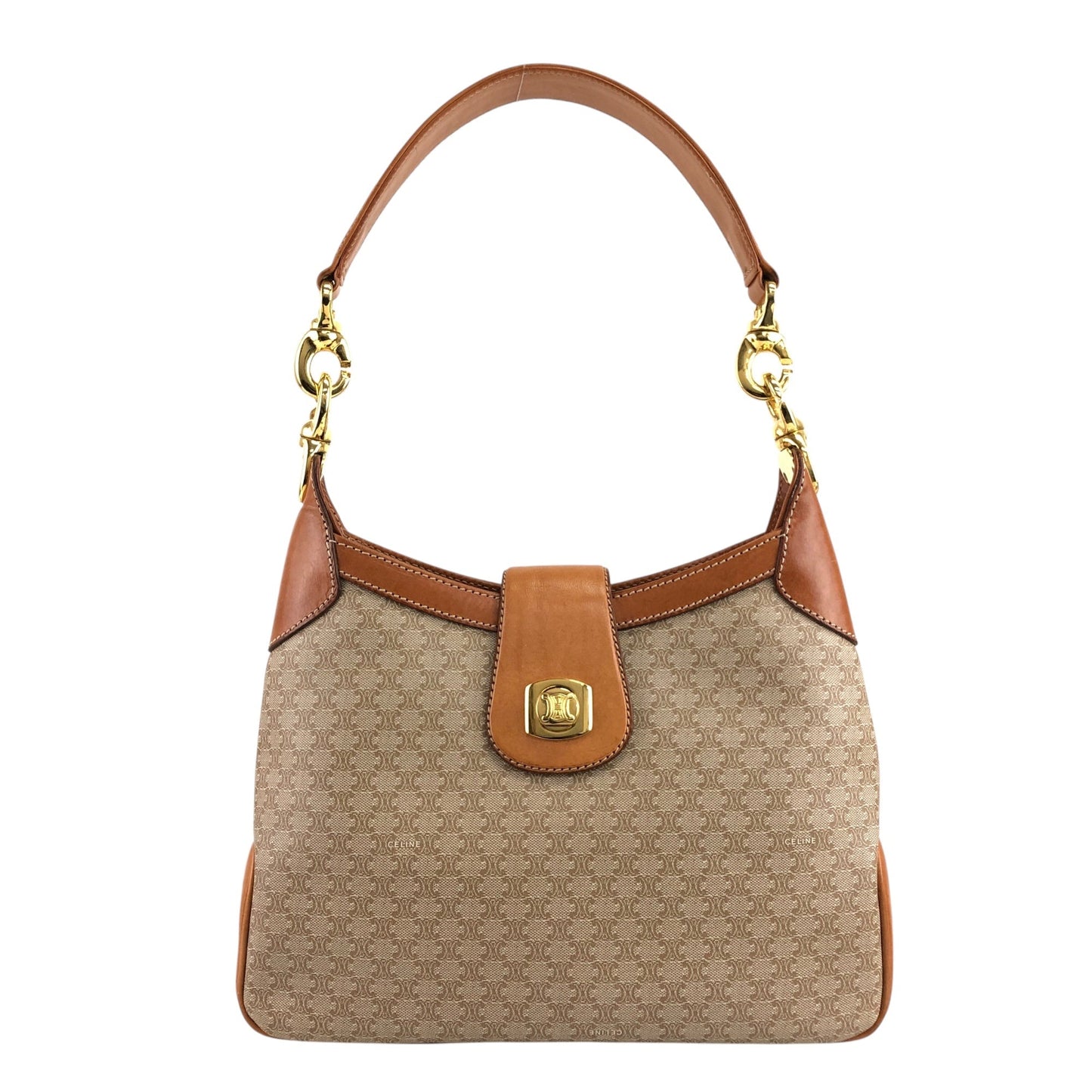 CELINE Turn Lock Shoulder bag Hobobag Beige jniidp