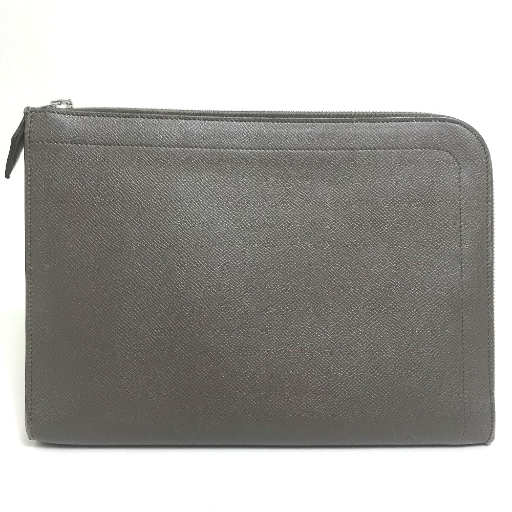HERMES Clutch bag Epsom Gray type L-shaped fastener Zip computer