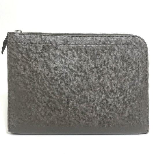 HERMES Clutch bag Epsom Gray type L-shaped fastener Zip computer