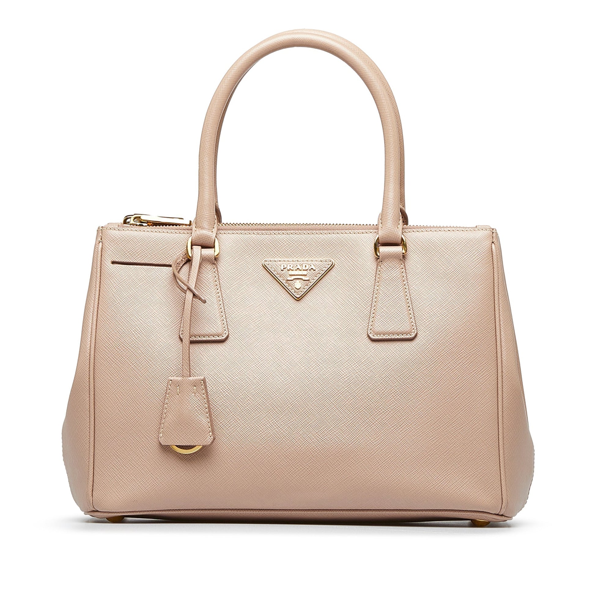 Prada Double Zip Galleria Beige Saffiano Lux Luxury Handbag