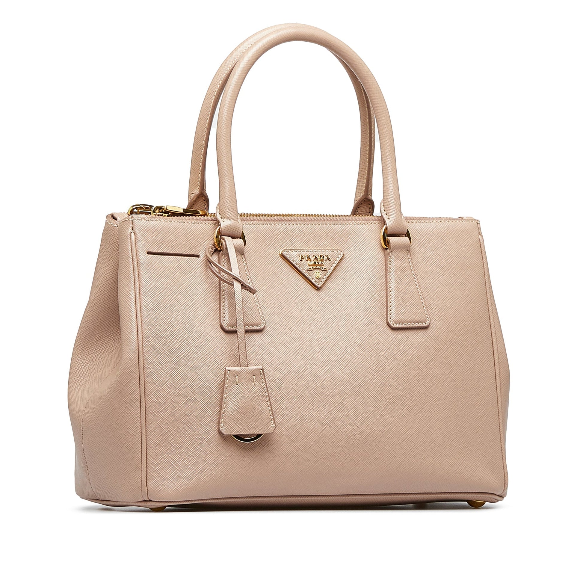Prada Double Zip Galleria Beige Saffiano Lux Luxury Handbag