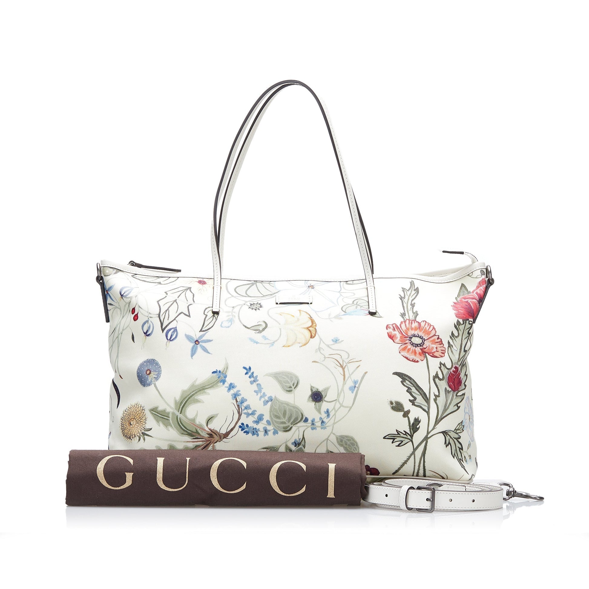 Gucci Flora Leather Canvas Satchel