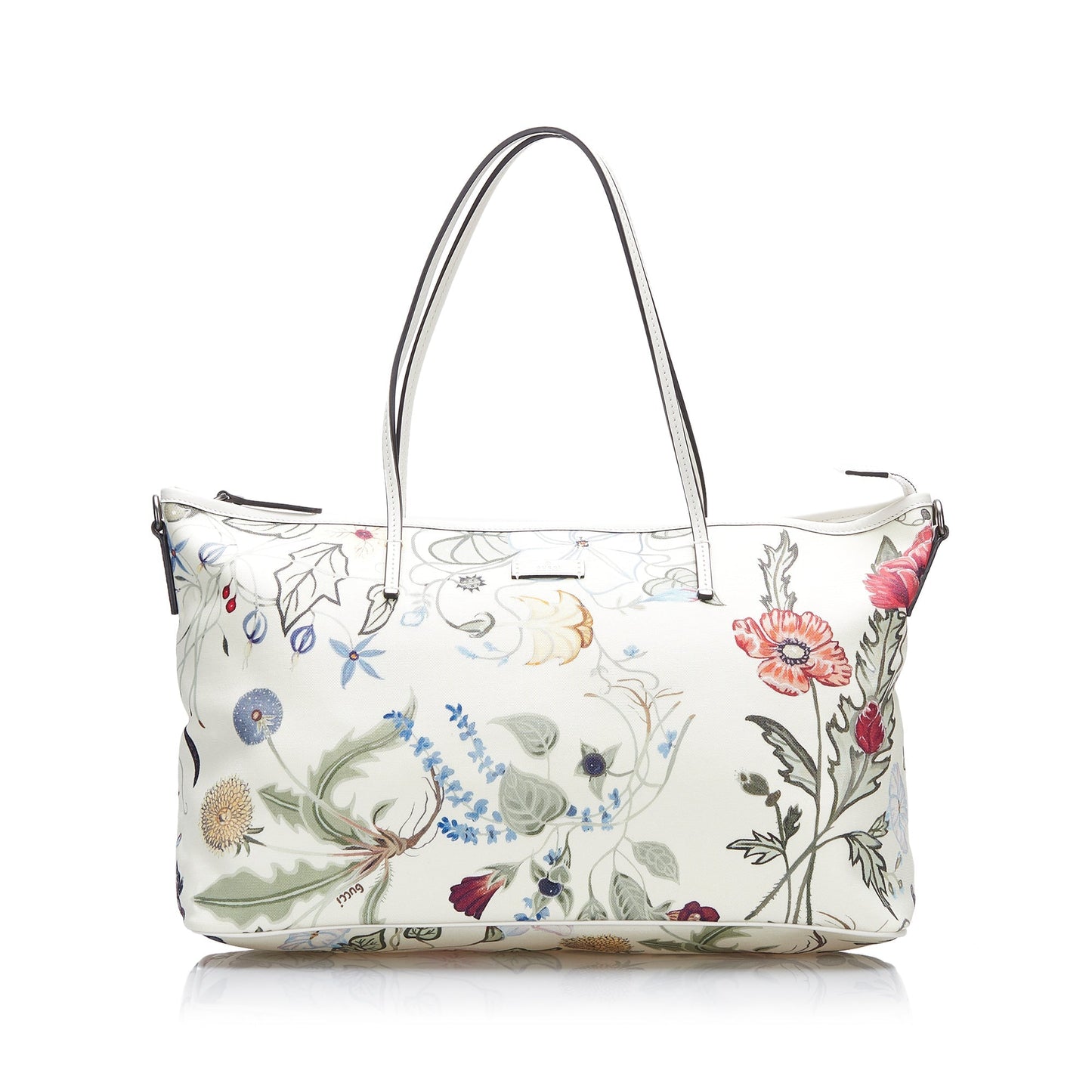 Gucci Flora Leather Canvas Satchel