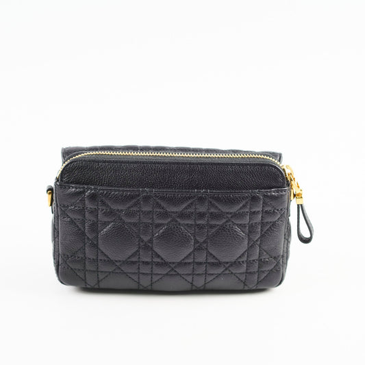 Christian Dior Caro Pouch With Chain & Strap Black