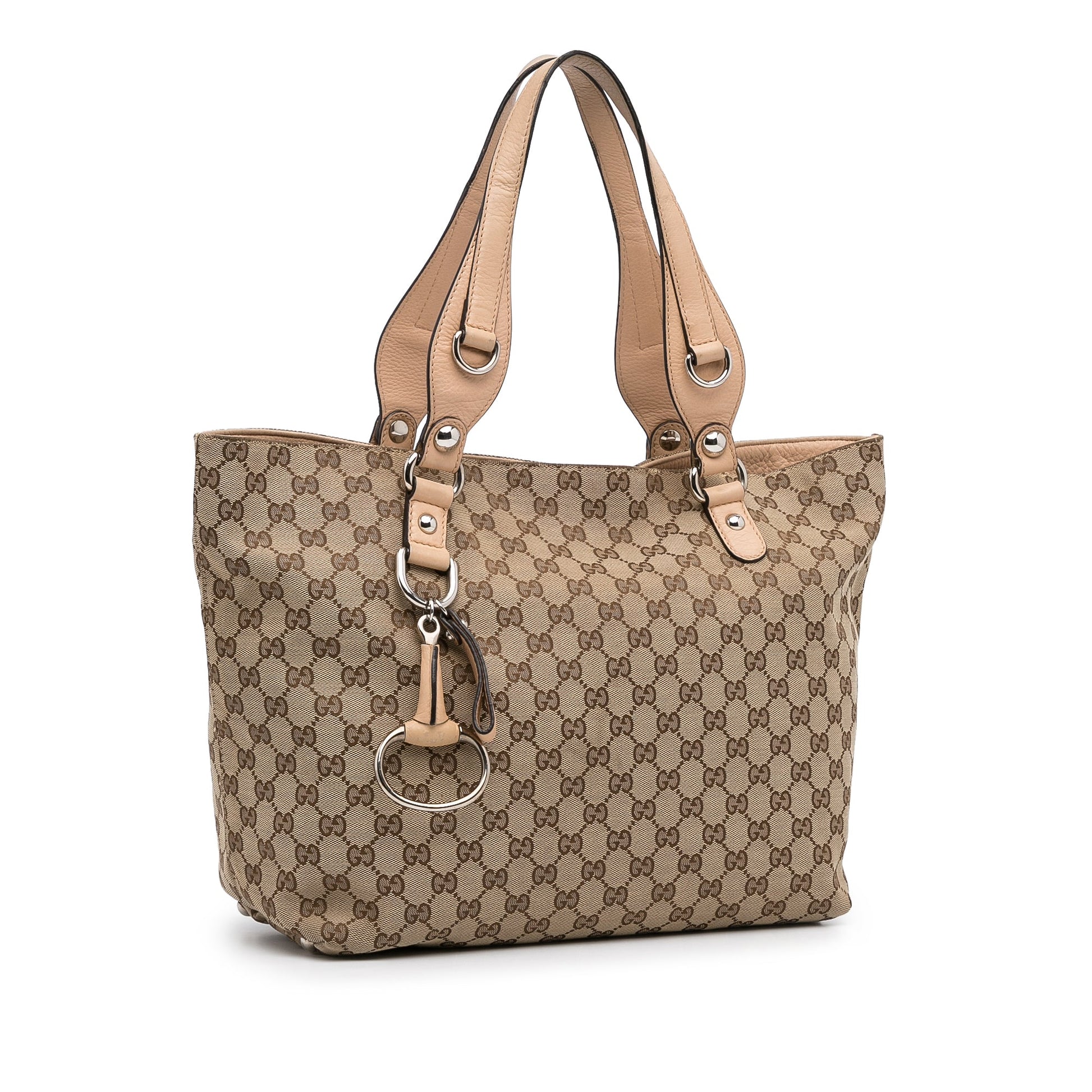 Gucci Brown Leather Canvas Tote Style 27