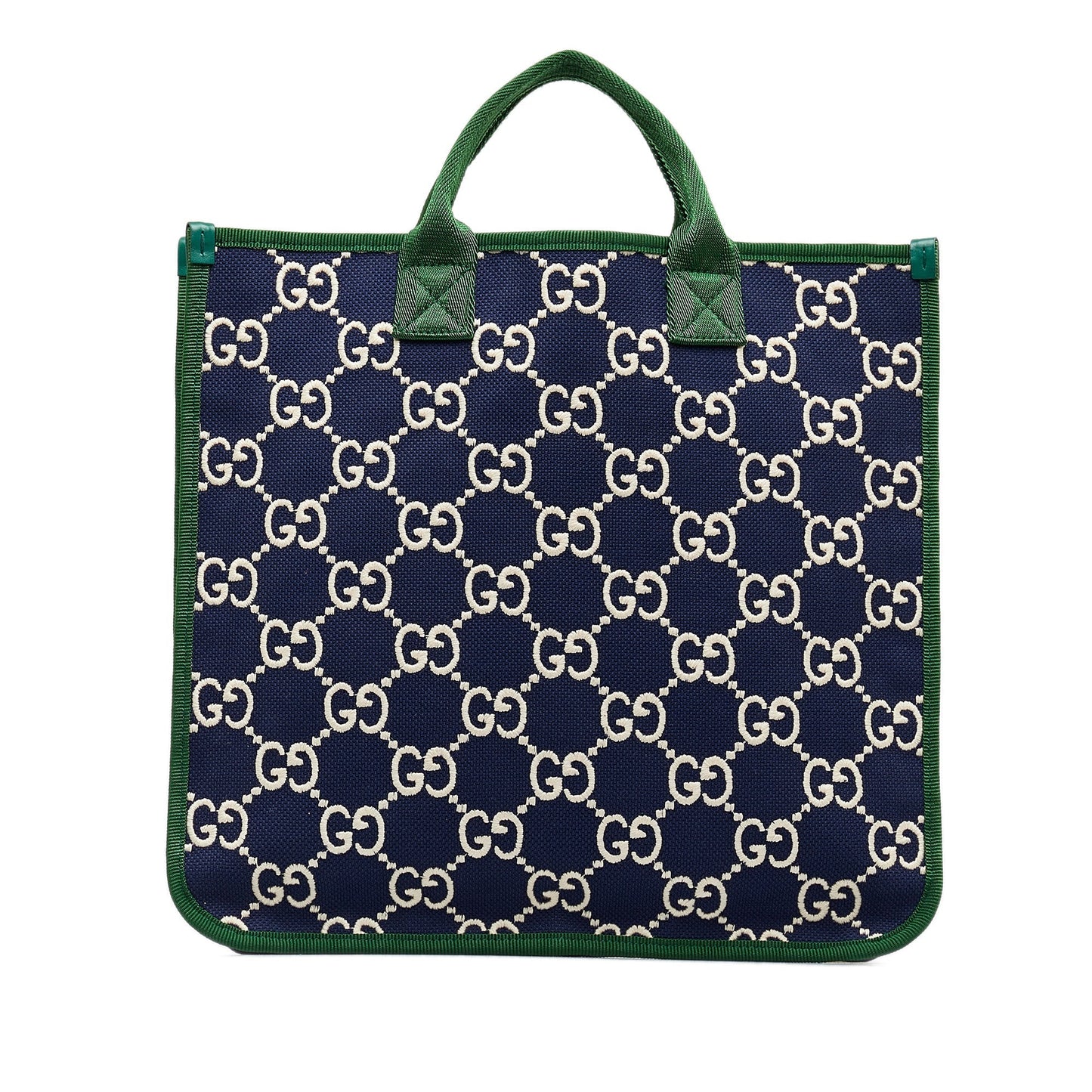 Gucci Web Blue Leather Nylon Tote