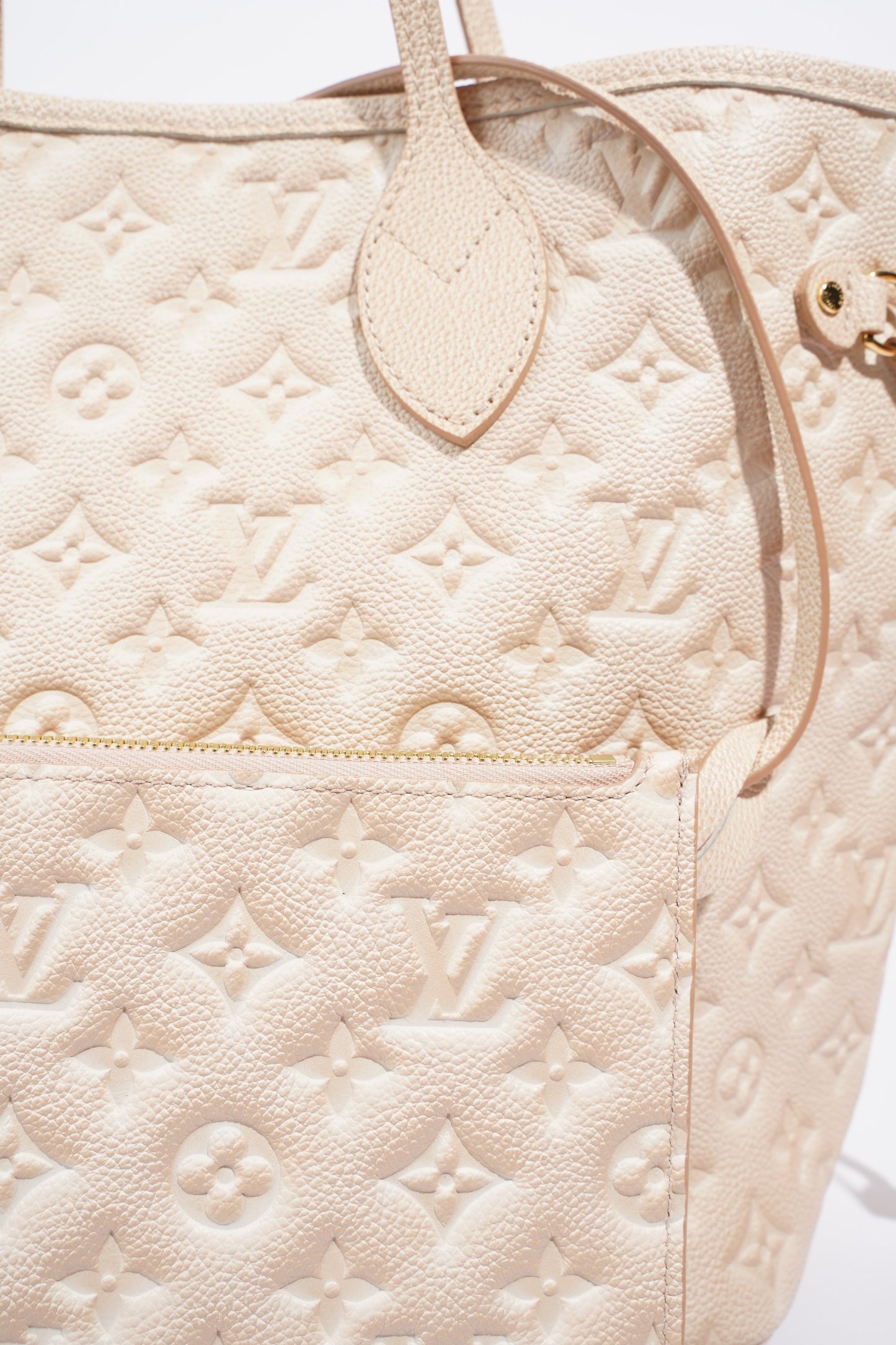 Louis Vuitton Neverfull MM Pale Beige Monogram Empreinte Leather Tote