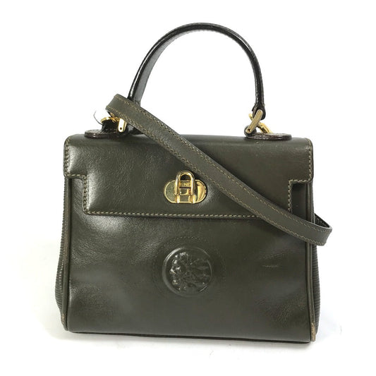 FENDI Shoulder Bag leather khaki handbag bag Women
