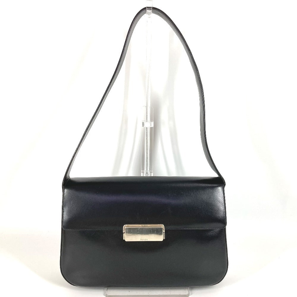PRADA Shoulder Bag leather black logo
