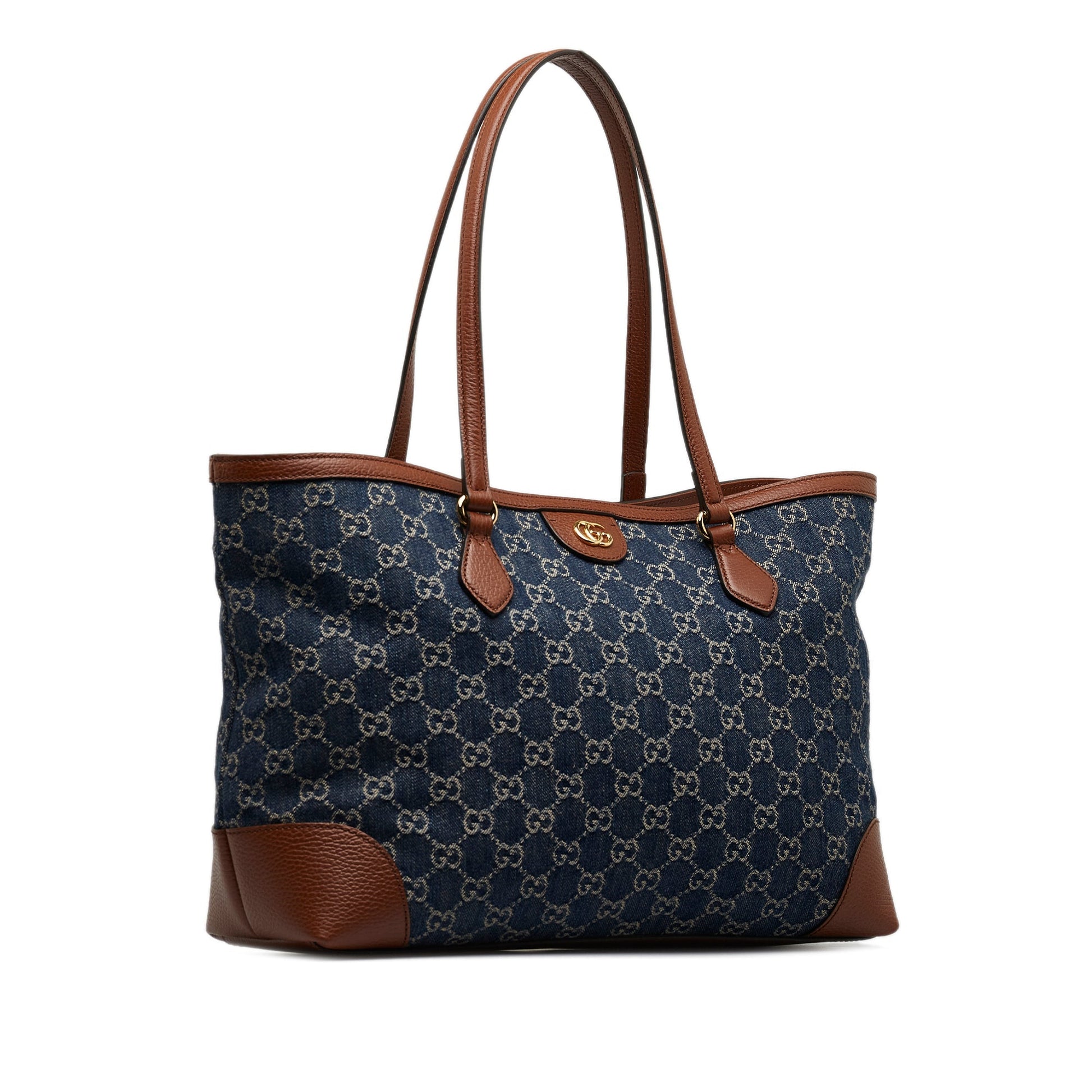 Gucci Ophidia Blue Leather Denim Tote