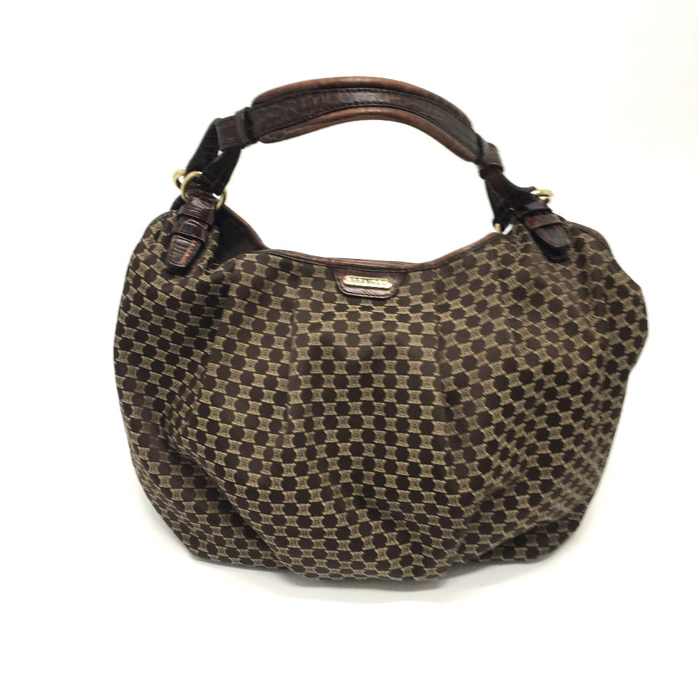 CELINE Shoulder Bag Embossed leather Brown Macadam Women Secondhand
