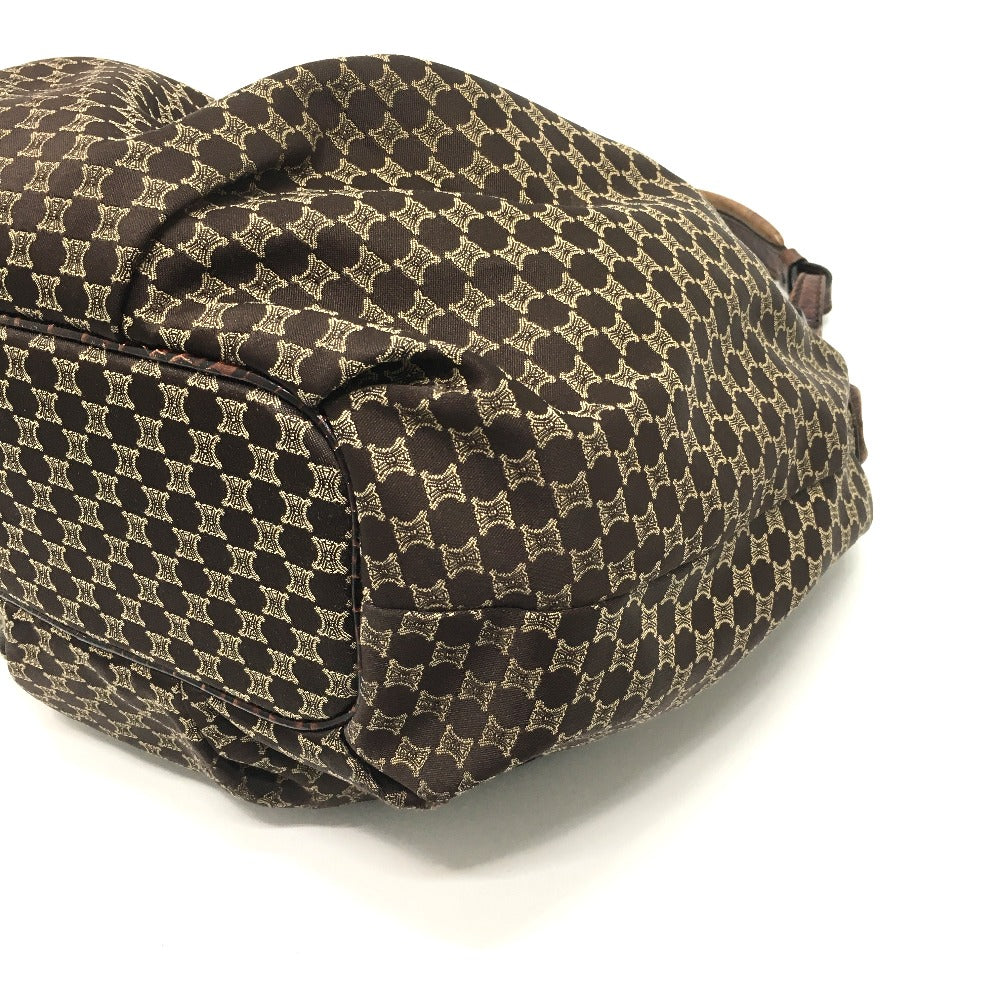 CELINE Shoulder Bag Embossed leather Brown Macadam Women Secondhand