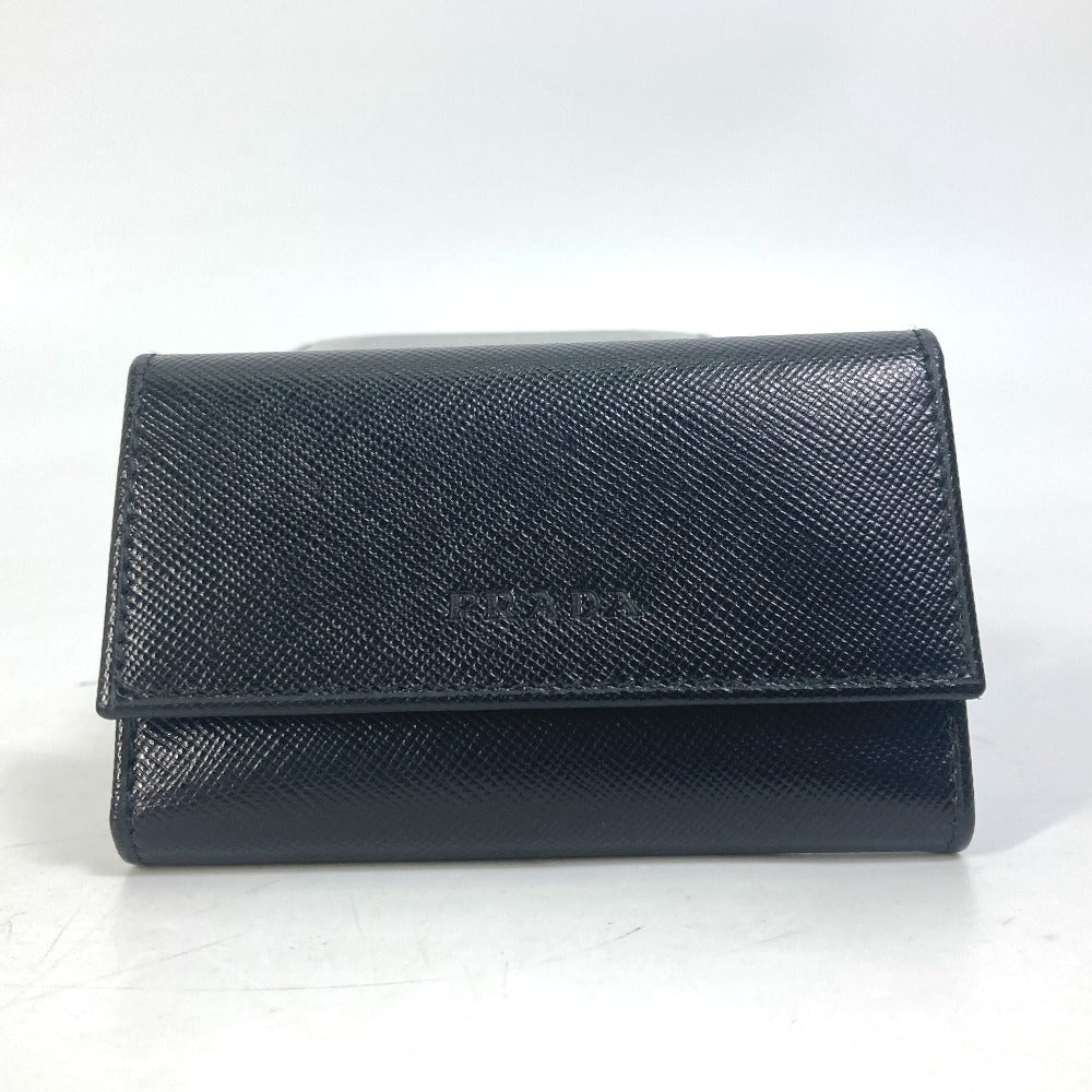 PRADA Key case Key holder M25U saffiano leather black key logo mens