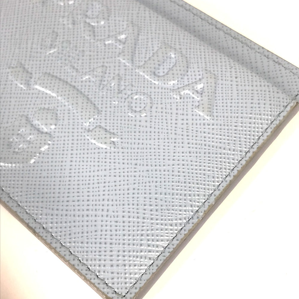PRADA Card Case leather Light blue Embossed logo Women