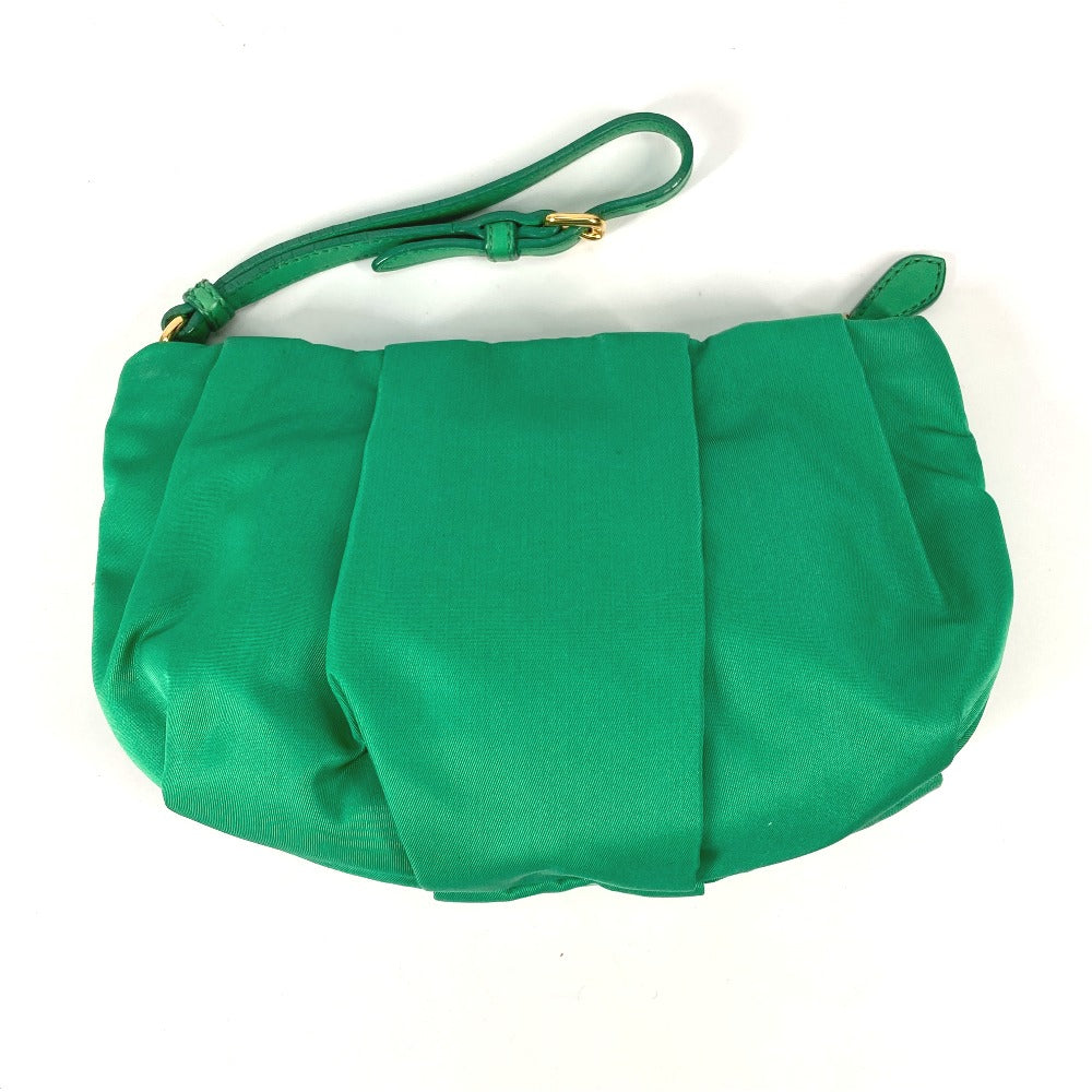 PRADA Clutch bag Nylon green Cosmetics Pouch logo Women