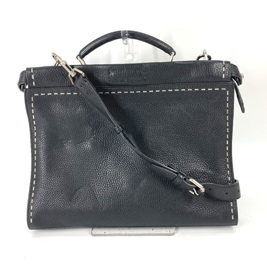FENDI Handbag 7VA406 leather black Shoulder Bag Crossbody bag Selleria Peekaboo Iconic Fit