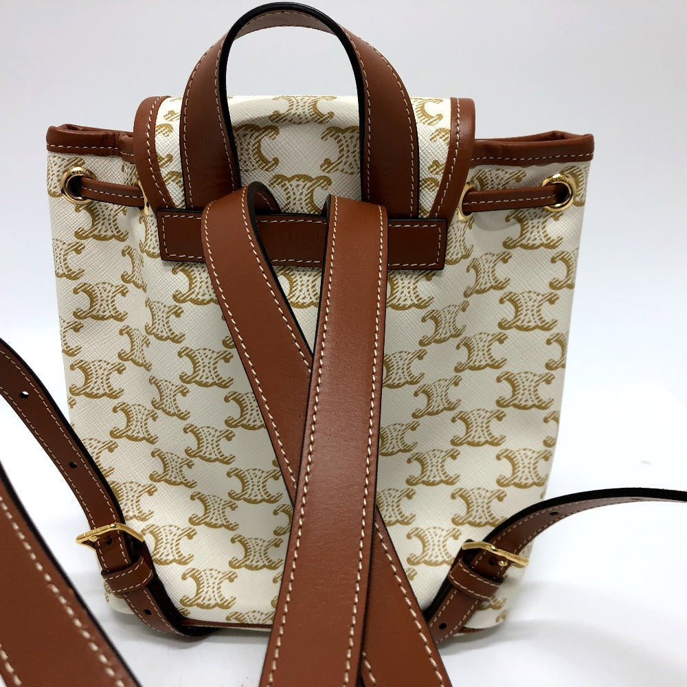 CELINE Backpack PVC / Leather White x brown Triomphe minifolco Women