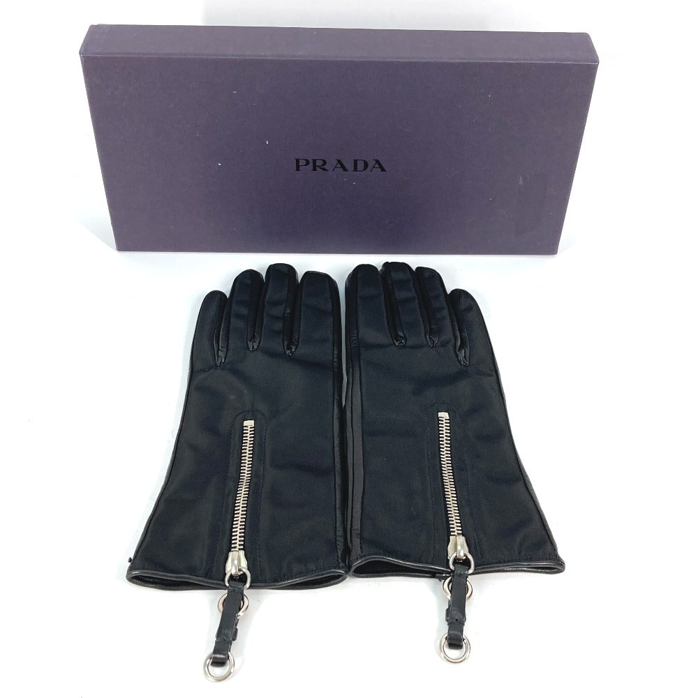 PRADA gloves lambskin black Glove mens 8