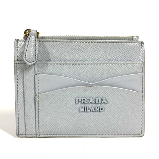 PRADA Coin case saffiano leather blue logo Women