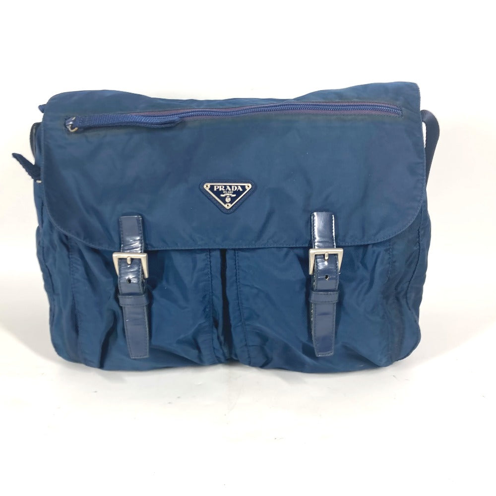 PRADA Shoulder Bag Nylon blue Triangle logo plate