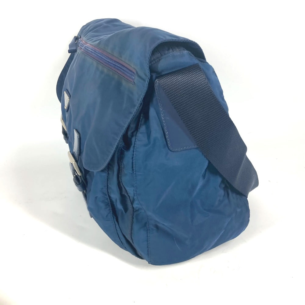 PRADA Shoulder Bag Nylon blue Triangle logo plate