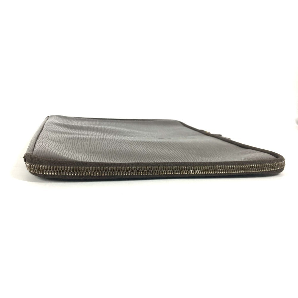 FENDI Clutch bag leather Brown FF logo Women