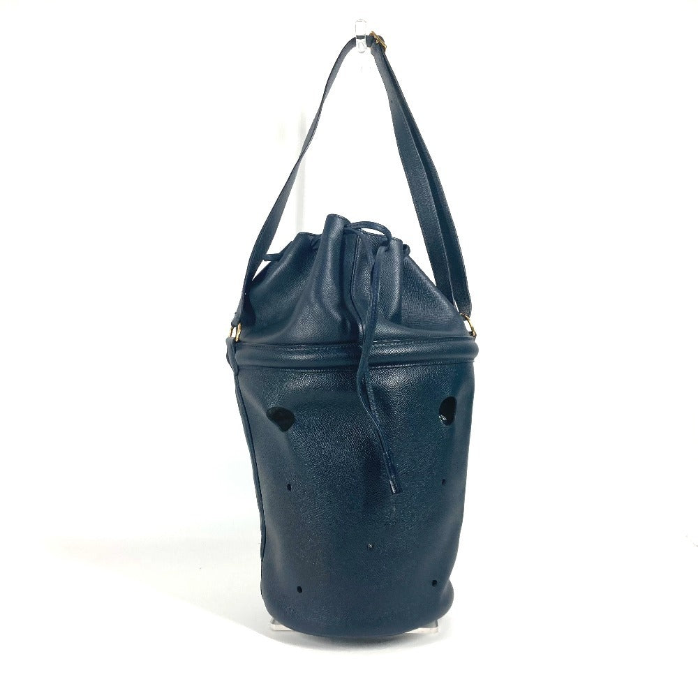 HERMES Shoulder Bag leather Navy Tassel fringe Manjoire