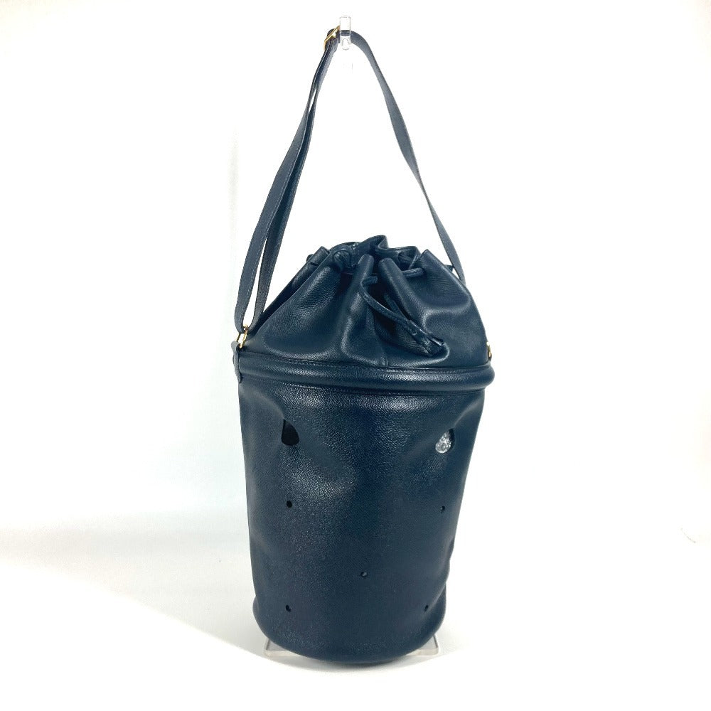 HERMES Shoulder Bag leather Navy Tassel fringe Manjoire