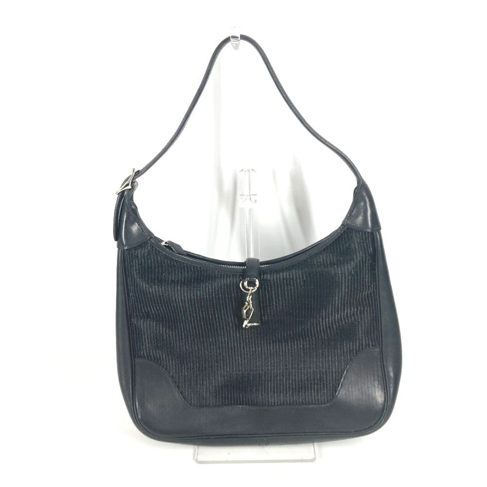 HERMES Shoulder Bag Straw, Leather black Trim 31 Trim 31