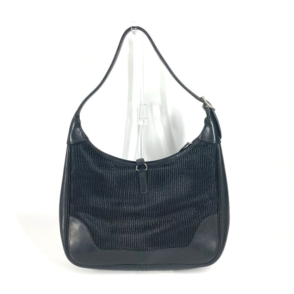 HERMES Shoulder Bag Straw, Leather black Trim 31 Trim 31