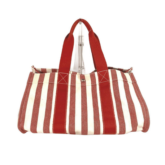 HERMES Handbag canvas Red With porch Cannes GM Cannes GM Stripe