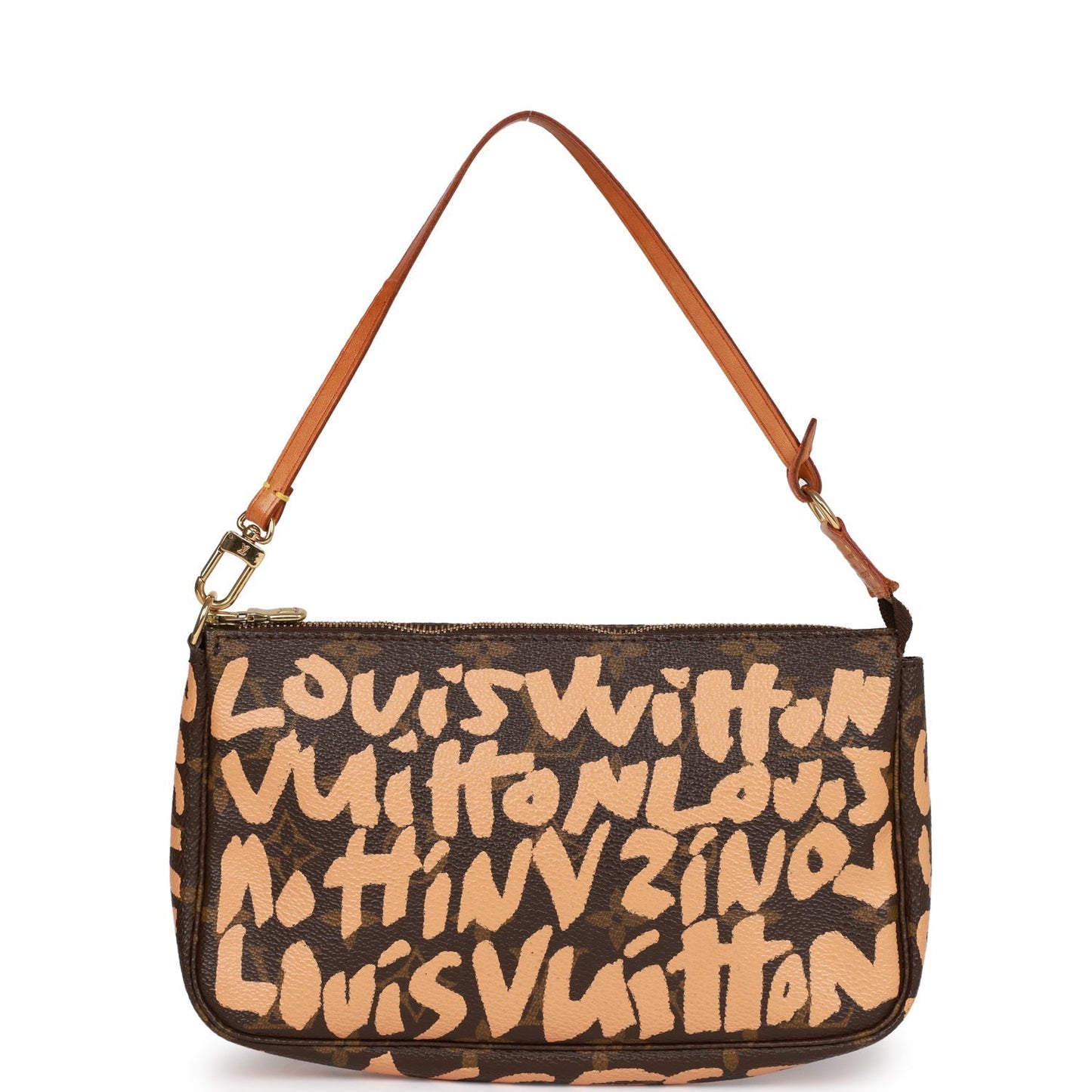 Louis Vuitton x Stephen Spro Peach Graffiti Pochette Bag Gold Hardware