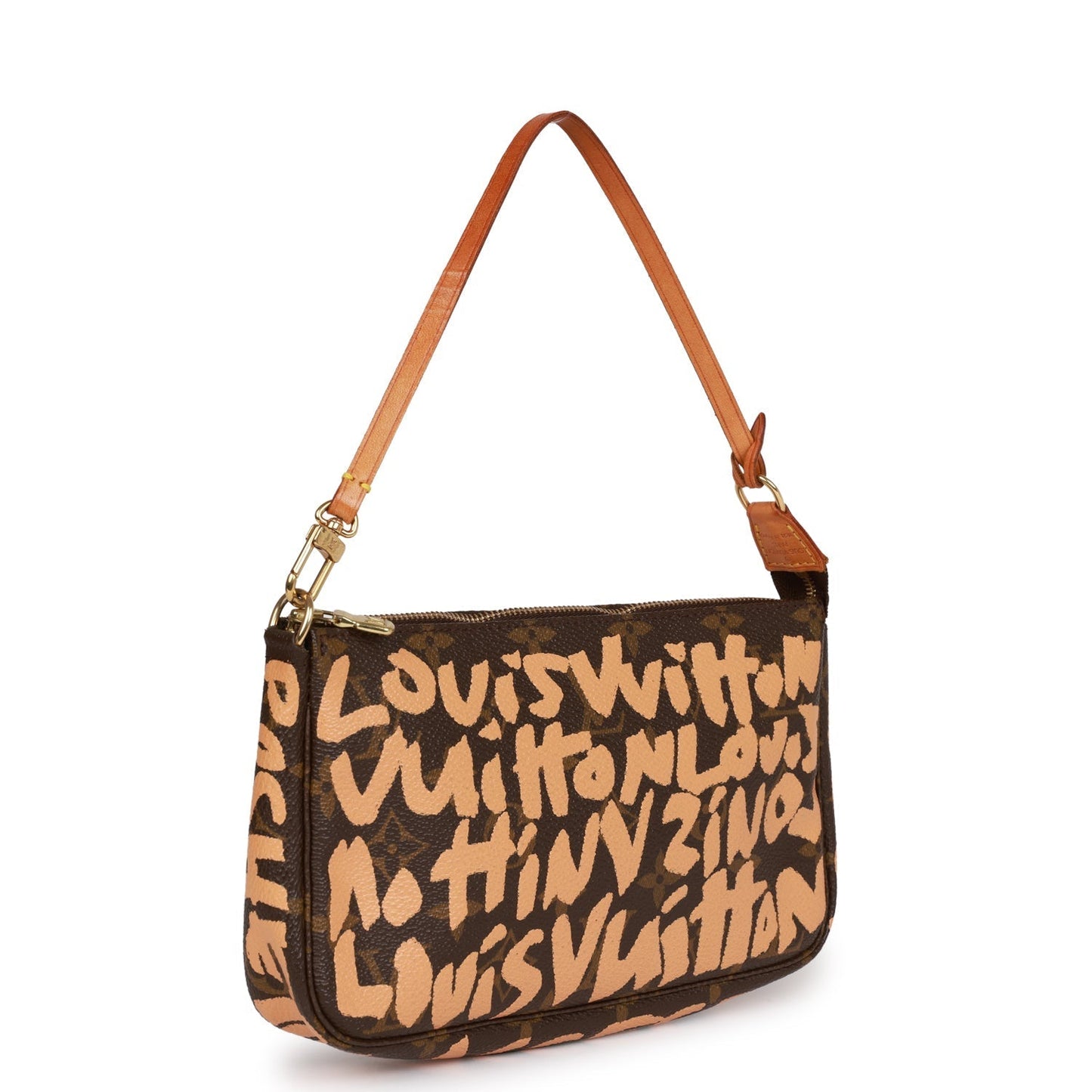 Louis Vuitton x Stephen Spro Peach Graffiti Pochette Bag Gold Hardware