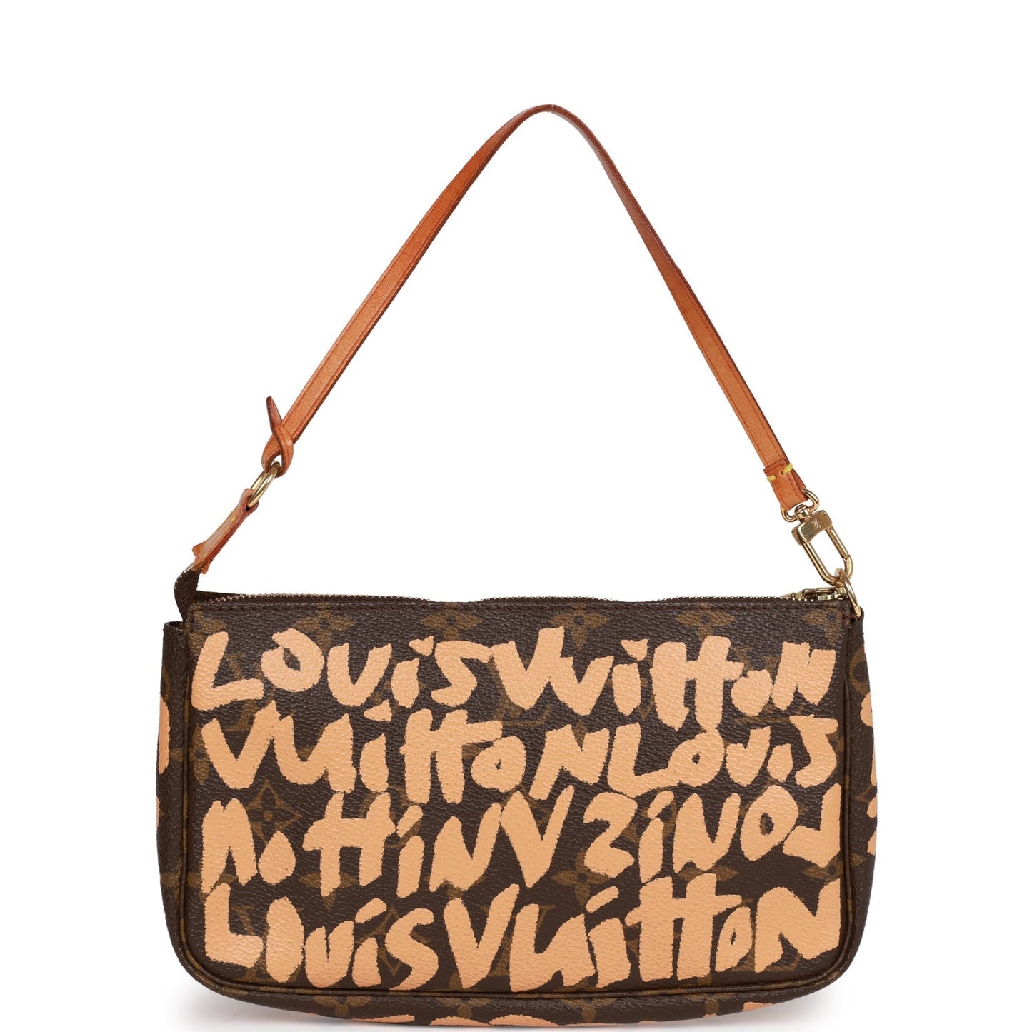 Louis Vuitton x Stephen Spro Peach Graffiti Pochette Bag Gold Hardware