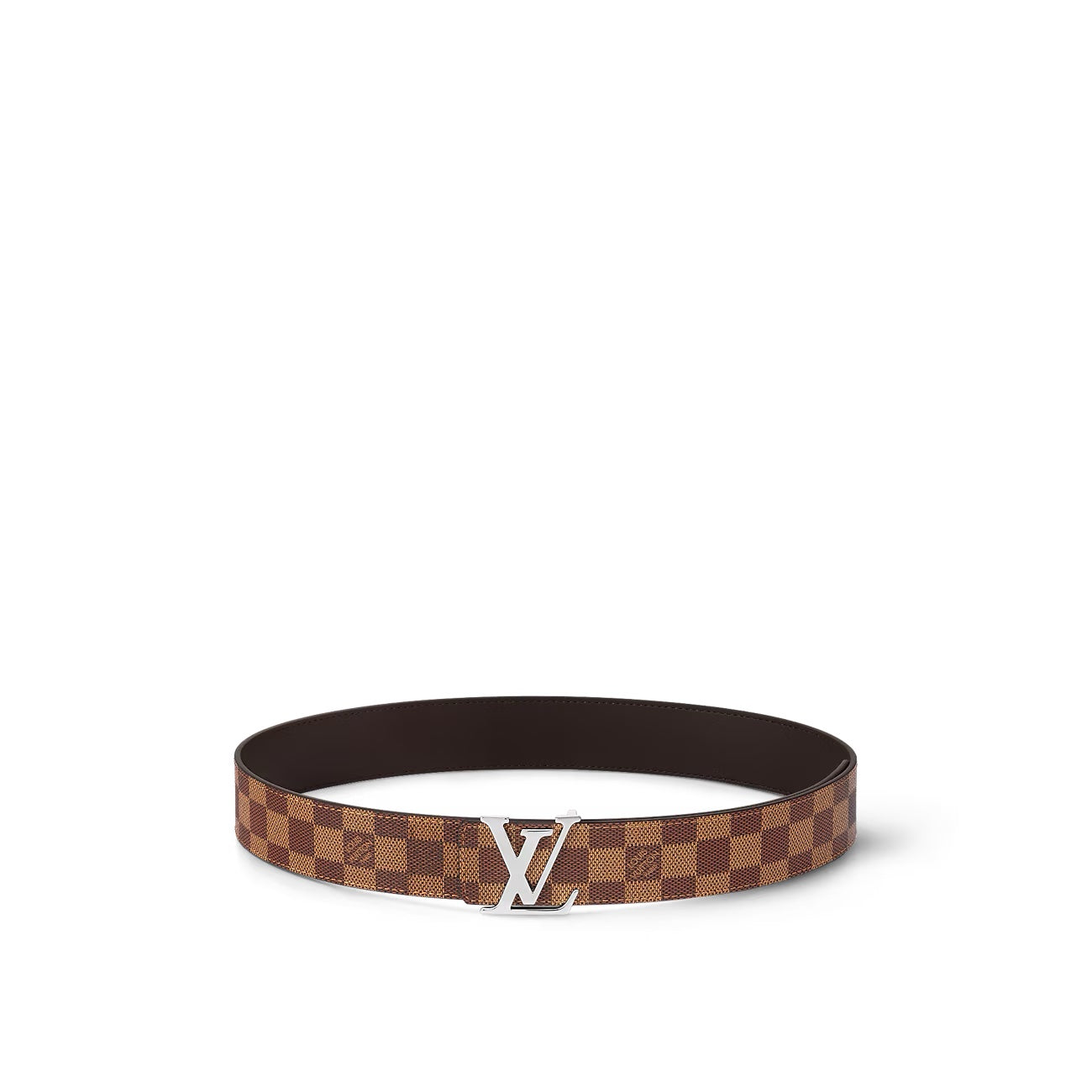 LOUIS VUITTON DAMIER EBENE LV INITIALS BELT