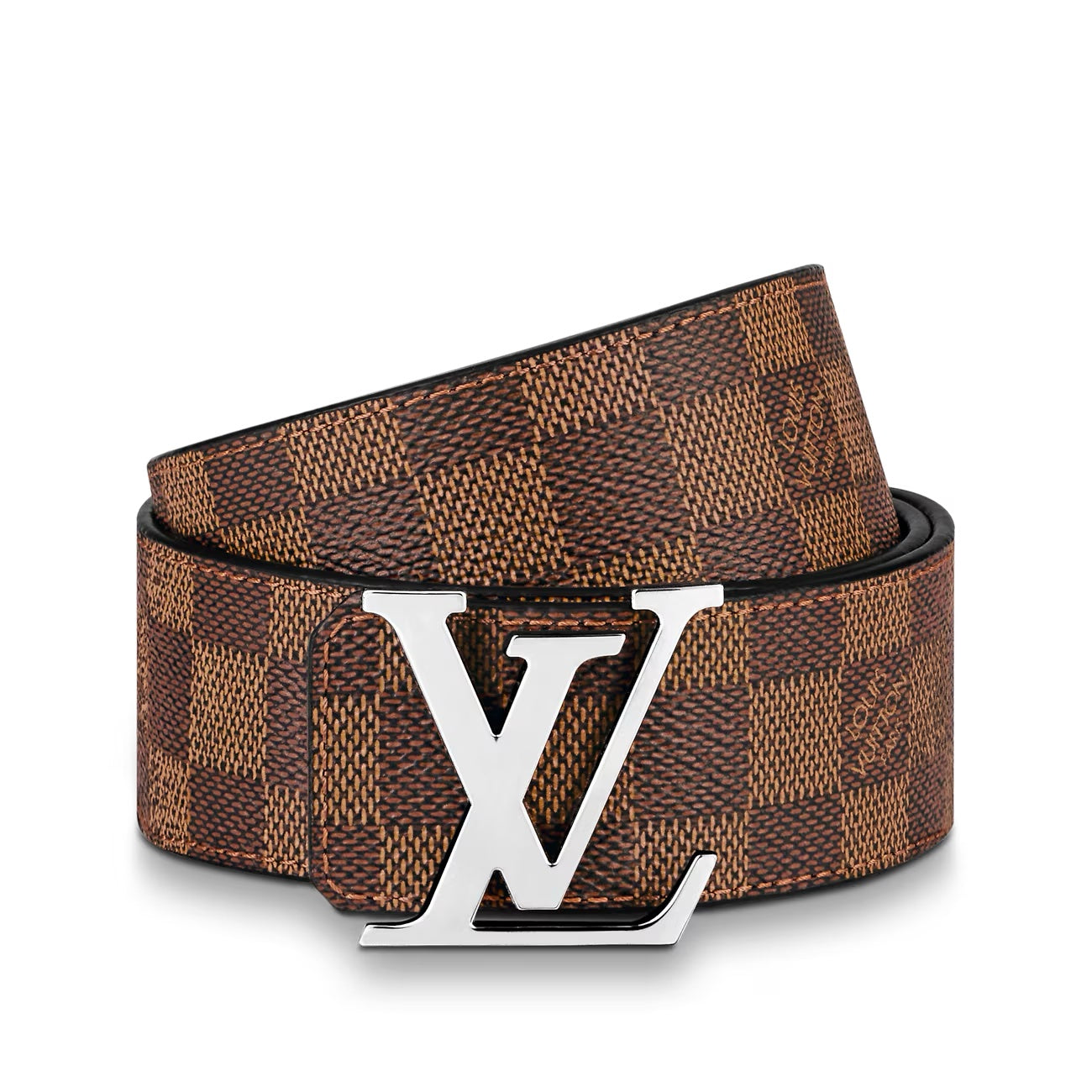 LOUIS VUITTON DAMIER EBENE LV INITIALS BELT