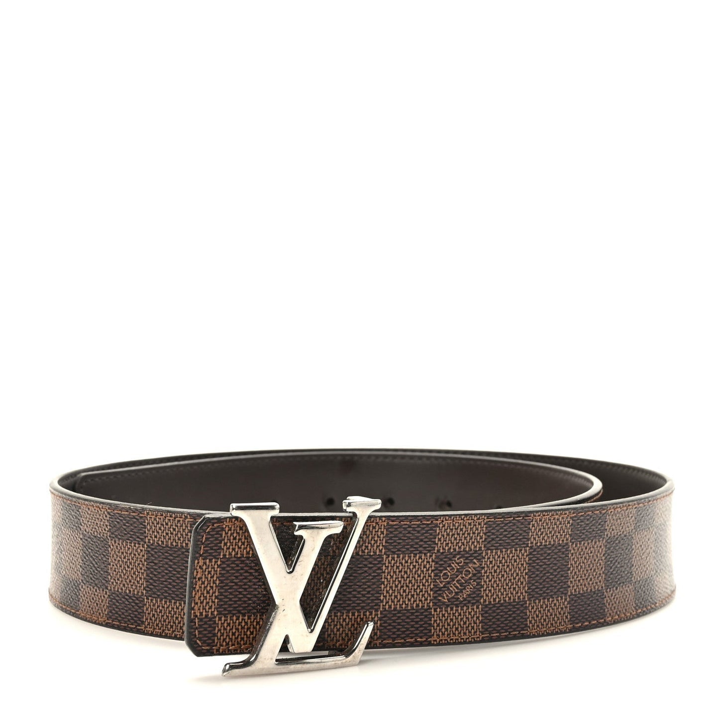 LOUIS VUITTON DAMIER EBENE LV INITIALS BELT