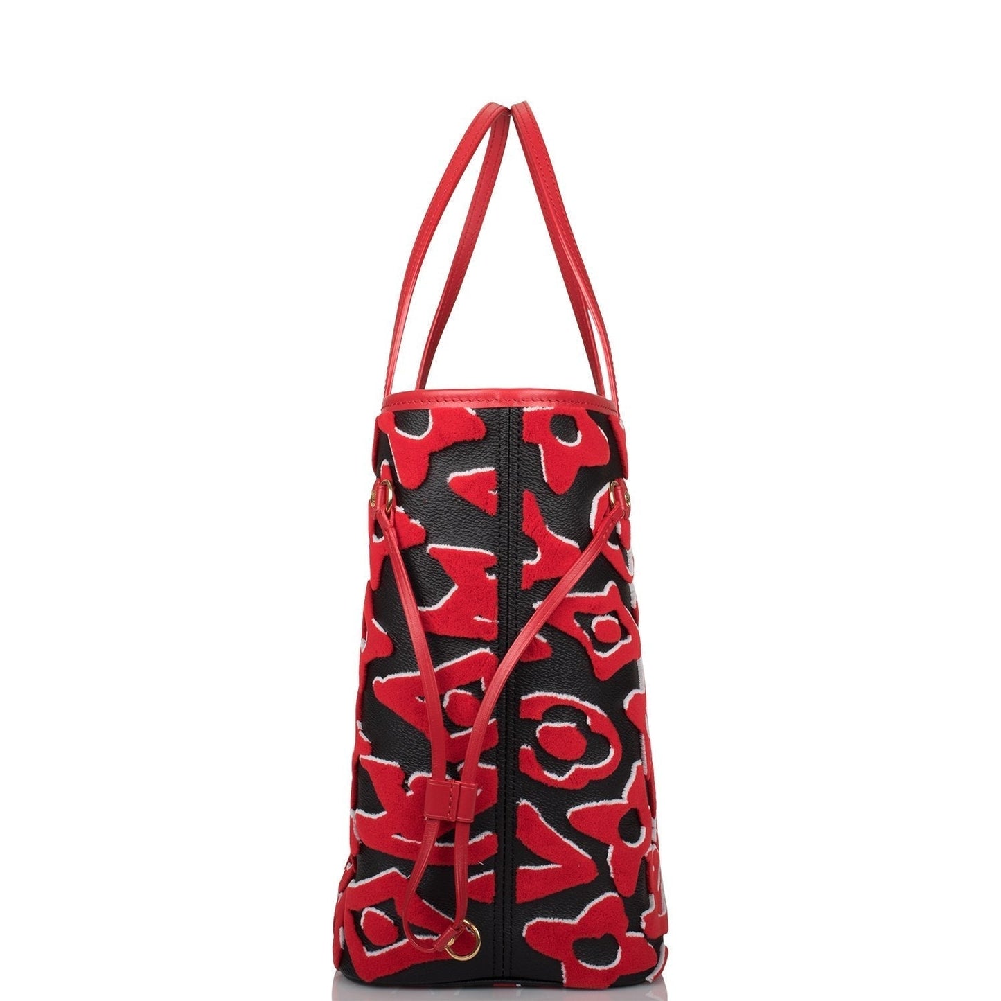 Louis Vuitton x UF Black and Red Tufted Monogram Neverfull MM Tote