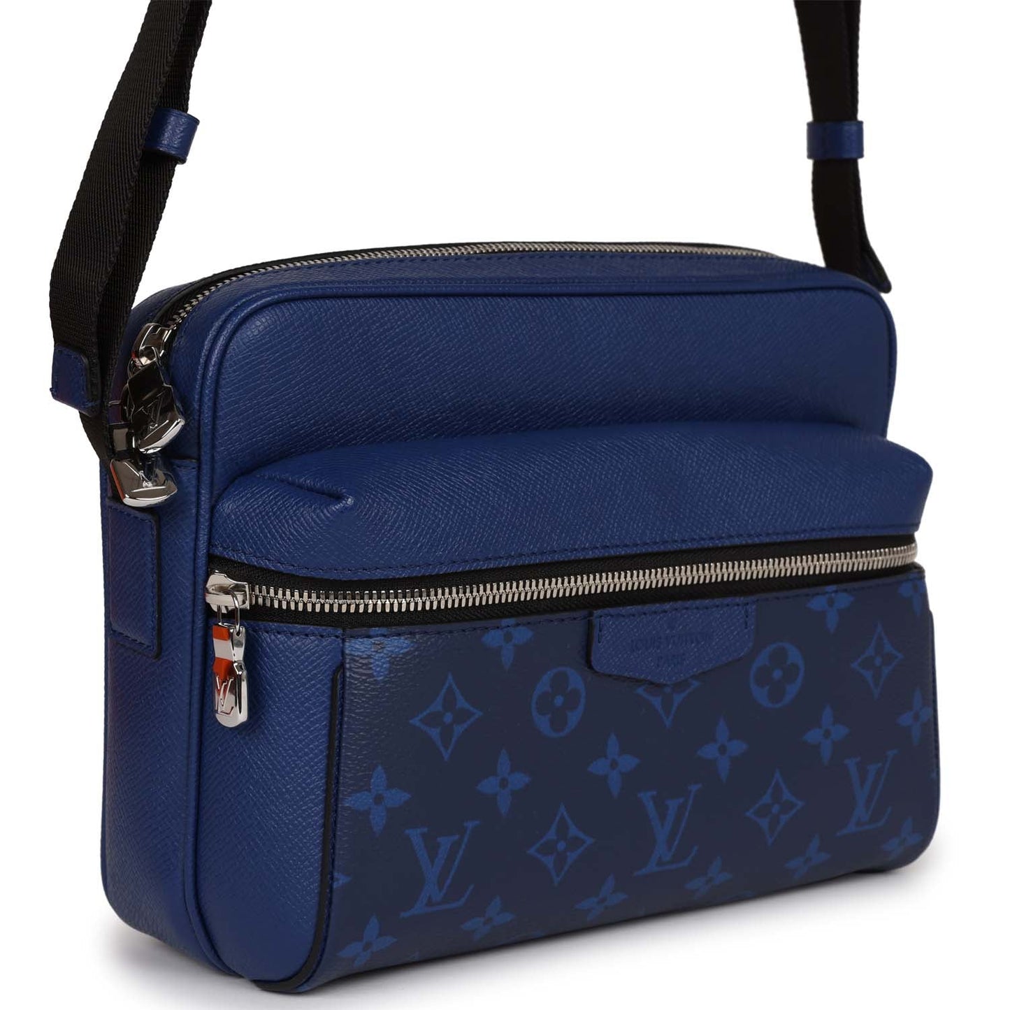 Louis Vuitton Outdoor Messenger Blue Taiga Monogram Silver Hardware Handbag