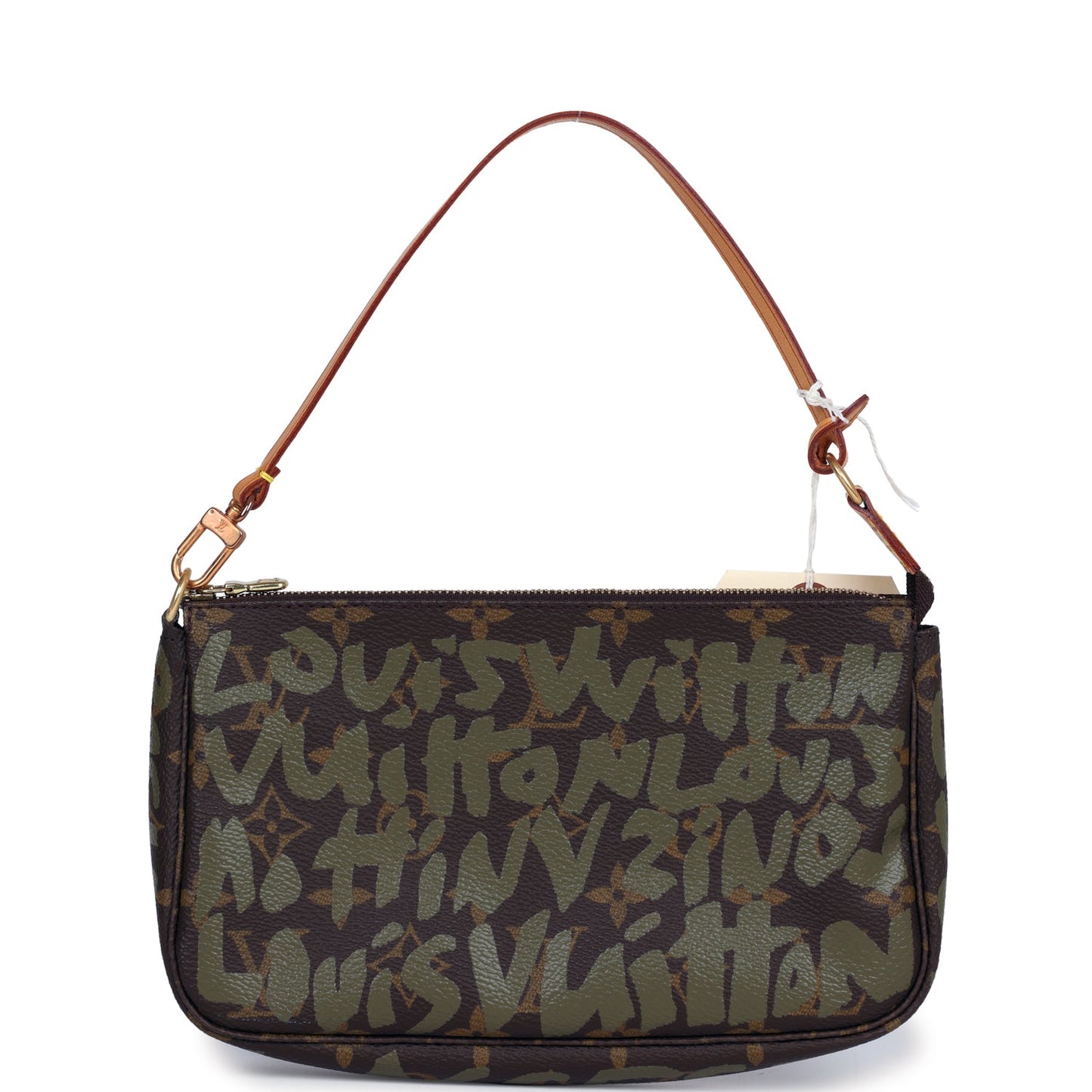 Louis Vuitton x Stephen Spro Pochette Accessories Khaki Graffiti Gold Hardware Clutch