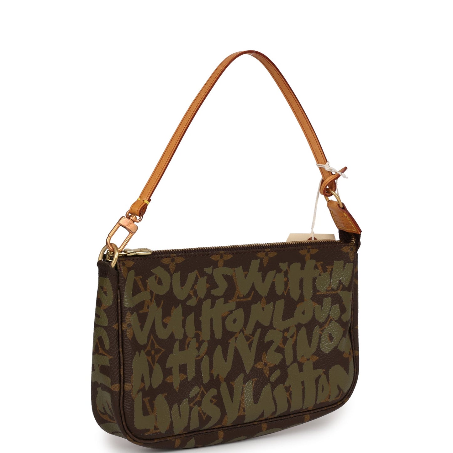 Louis Vuitton x Stephen Spro Pochette Accessories Khaki Graffiti Gold Hardware Clutch
