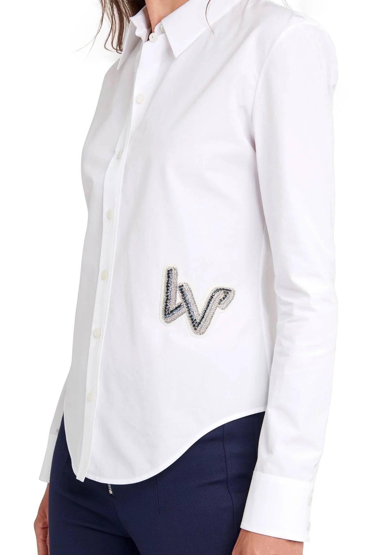 LOUIS VUITTON EMBROIDERED LV LOGO FITTED SHIRT