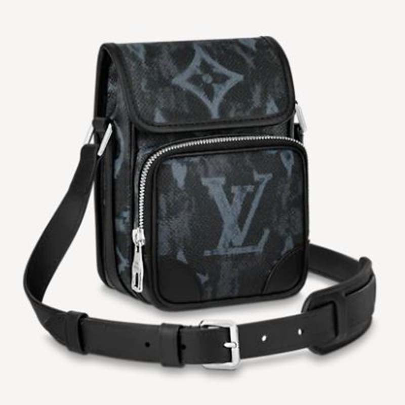 Louis Vuitton LV Men Nano Amazon Messenger Monogram Pastel Noir Coated Canvas Handbag