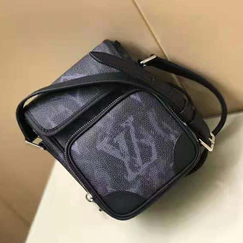 Louis Vuitton LV Men Nano Amazon Messenger Monogram Pastel Noir Coated Canvas Handbag
