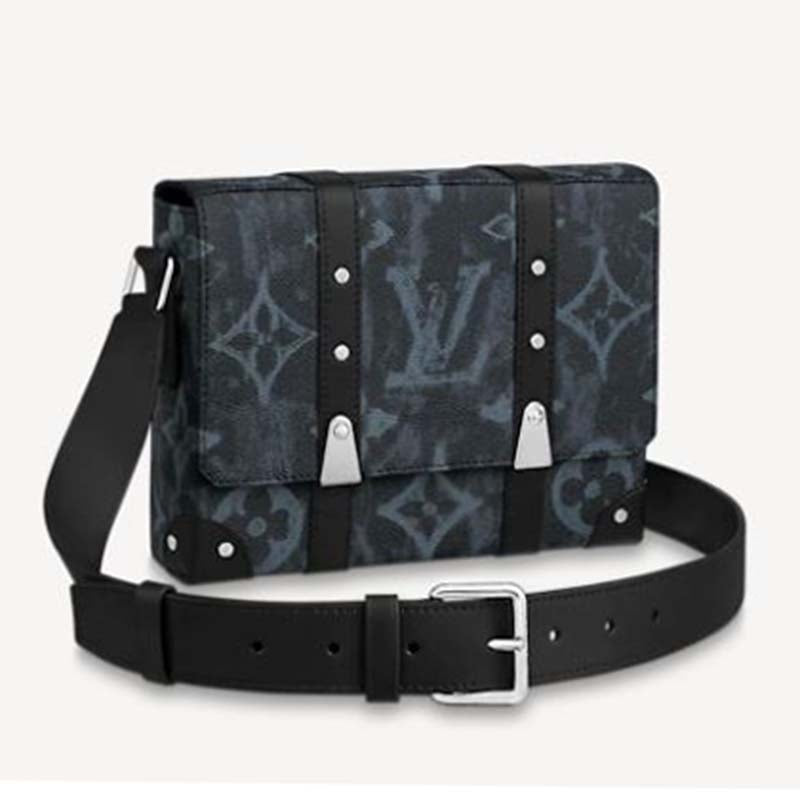Louis Vuitton LV Men Trunk Messenger Monogram Pastel Noir Coated Canvas Handbag