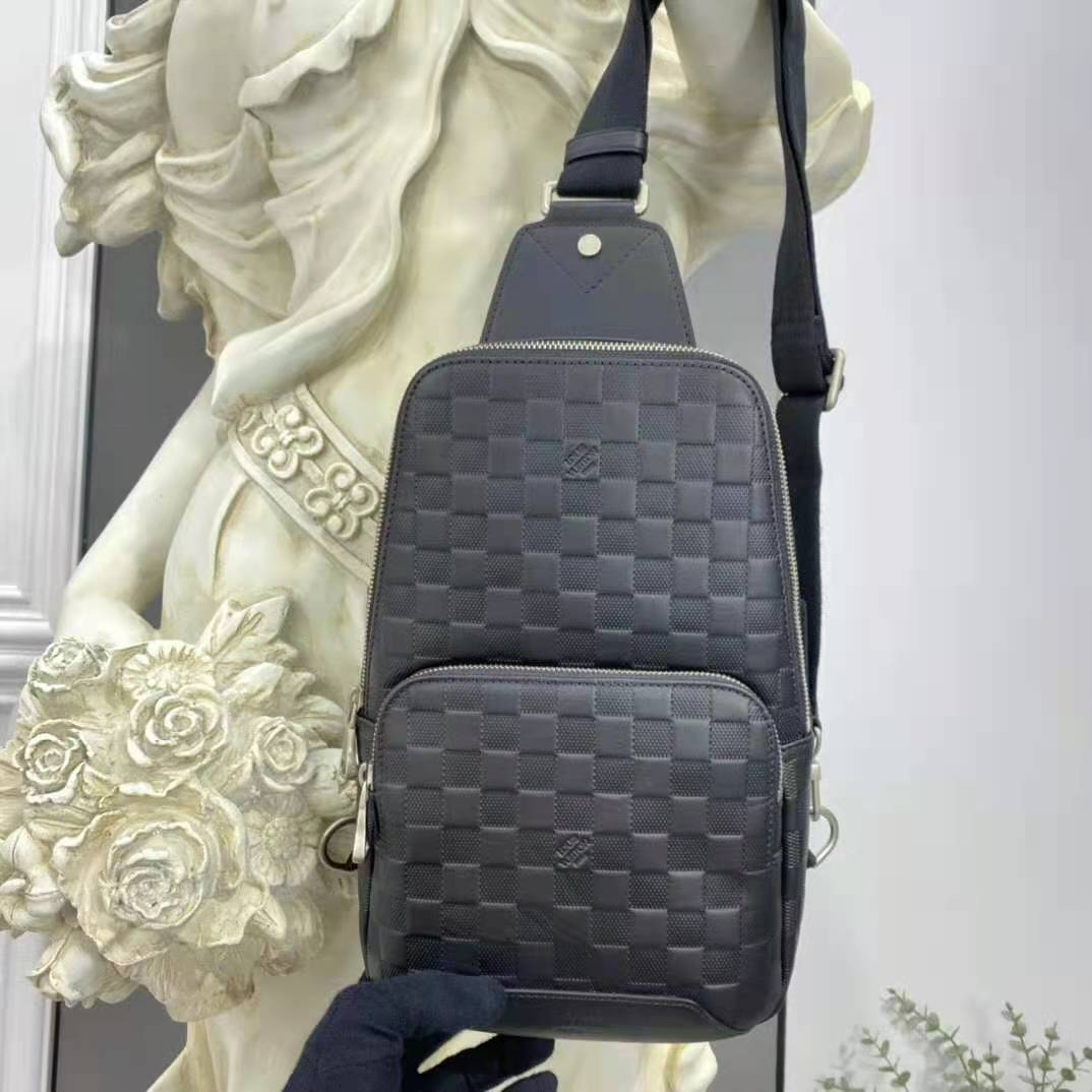 Louis Vuitton LV Unisex Avenue Sling Bag Black Damier Infini Cowhide Leather
