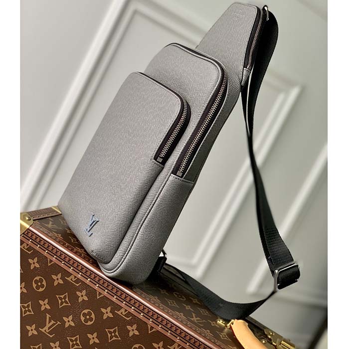Louis Vuitton LV Unisex Avenue Sling Bag Grey Glacier Taiga Cowhide Leather