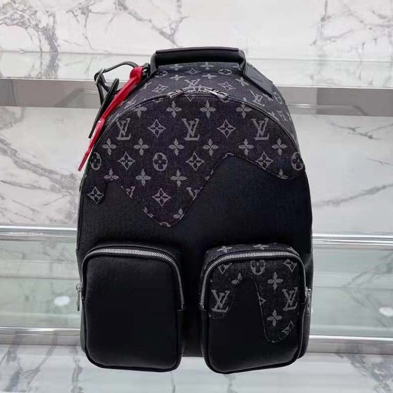 Louis Vuitton LV Unisex Backpack Multipocket Black Monogram Taurillon Cowhide Leather