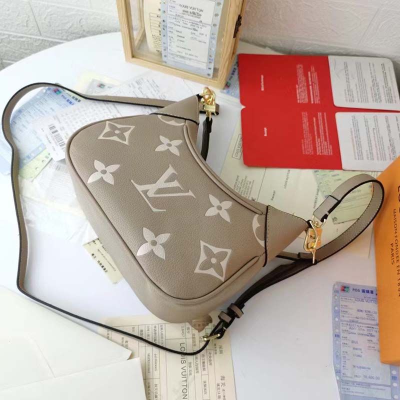 Louis Vuitton LV Women Bagatelle Mini Hobo Handbag Monogram Empreinte Embossed Grained Cowhide